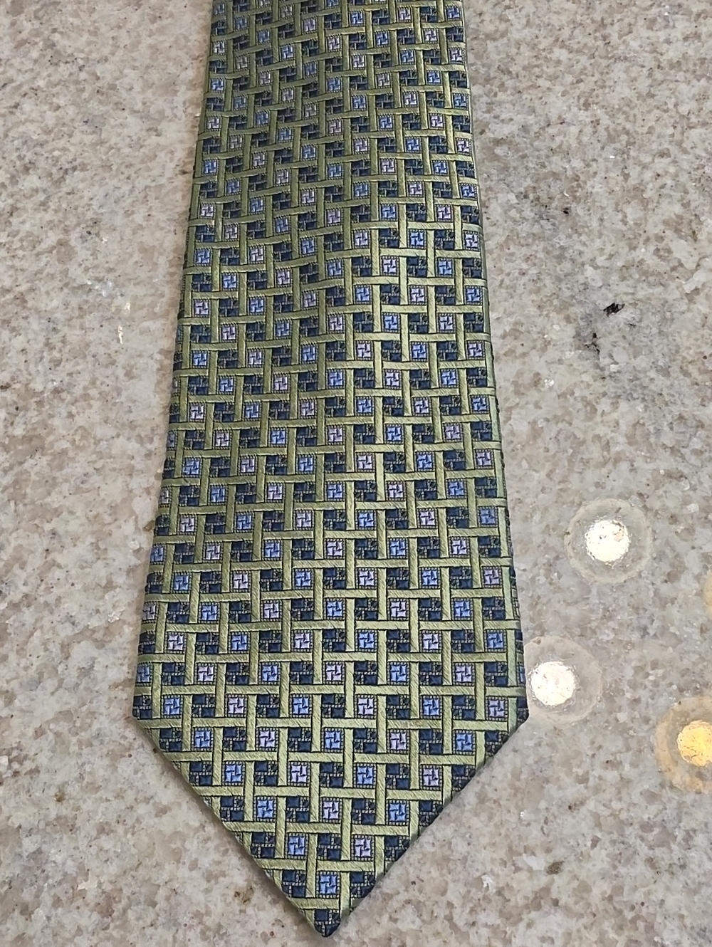 Jos. A. Bank Green and Blue Geometric Silk Tie